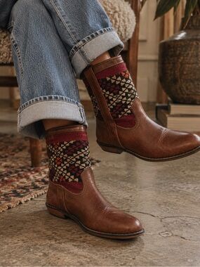 Handmade Turkish Leather & Woven Boots